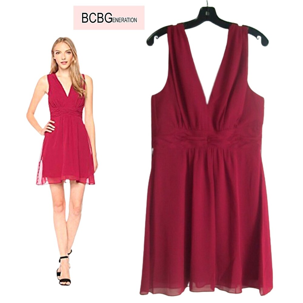 BCBGeneration NEW Garnet Chiffon Empire Waist Mini Dress Size 12